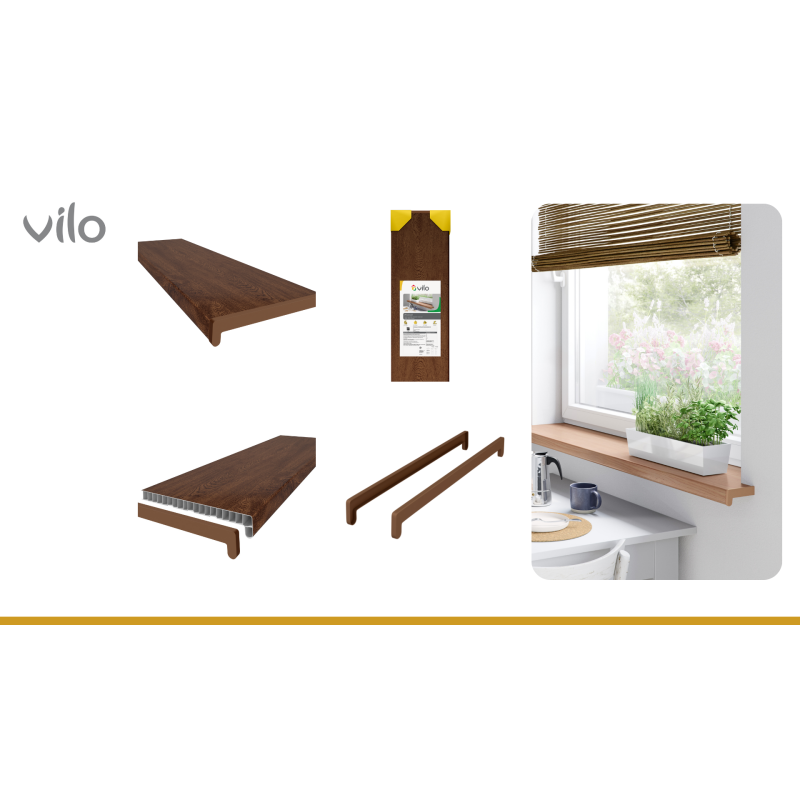 Innenfensterbank Vilo 250/M Nussbaum 2M