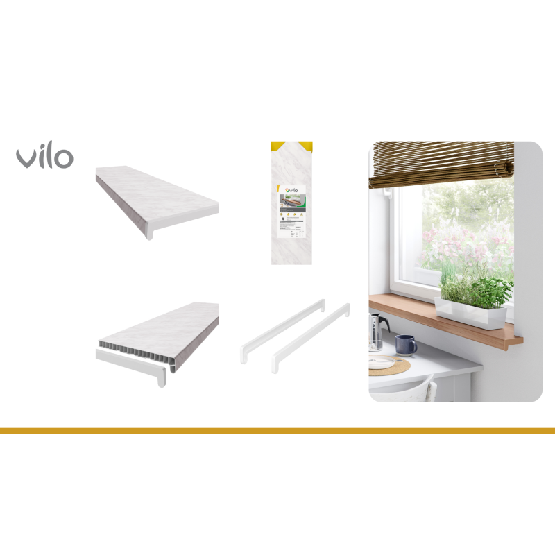Appui de fenêtre intérieur Vilo 25 cm x 250 cm Marbre