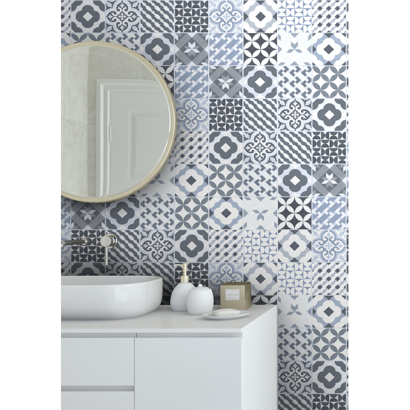 Motivo AZUL PATCHW. paneles decorativos de pared. MAT