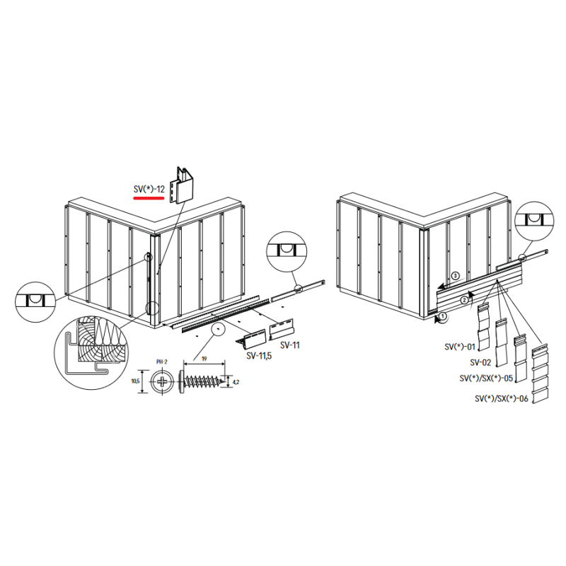 Esquina exterior SV-12V Crema 3.05M 5pzas