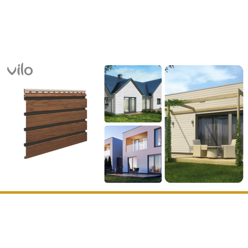 VILO Walnuss PVC-Fassaden- und Untersichtsplatten 4 Stk.