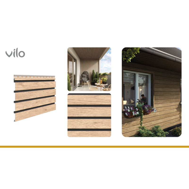 Fasádní panely ze světlého dubu – VILO, 4 ks
