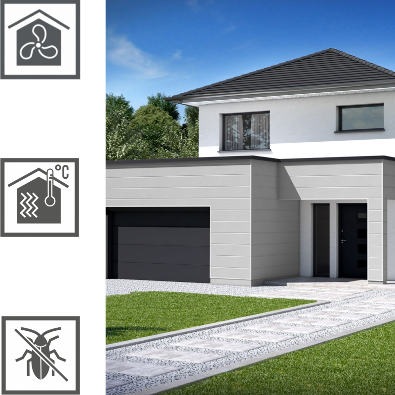 Vilo Sample: Kerrafront FS-301 façade cladding, façade slats, external façade slats, cladding panels