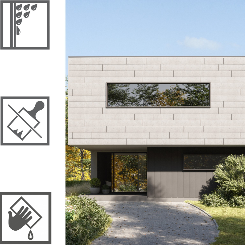 Vilo Sample: Kerrafront FS-301 façade cladding, façade slats, external façade slats, cladding panels