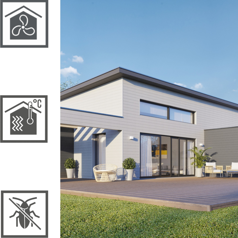 Vilo Sample: Kerrafront façade cladding – KF FS-302 façade slats – External façade slats – Siding panels