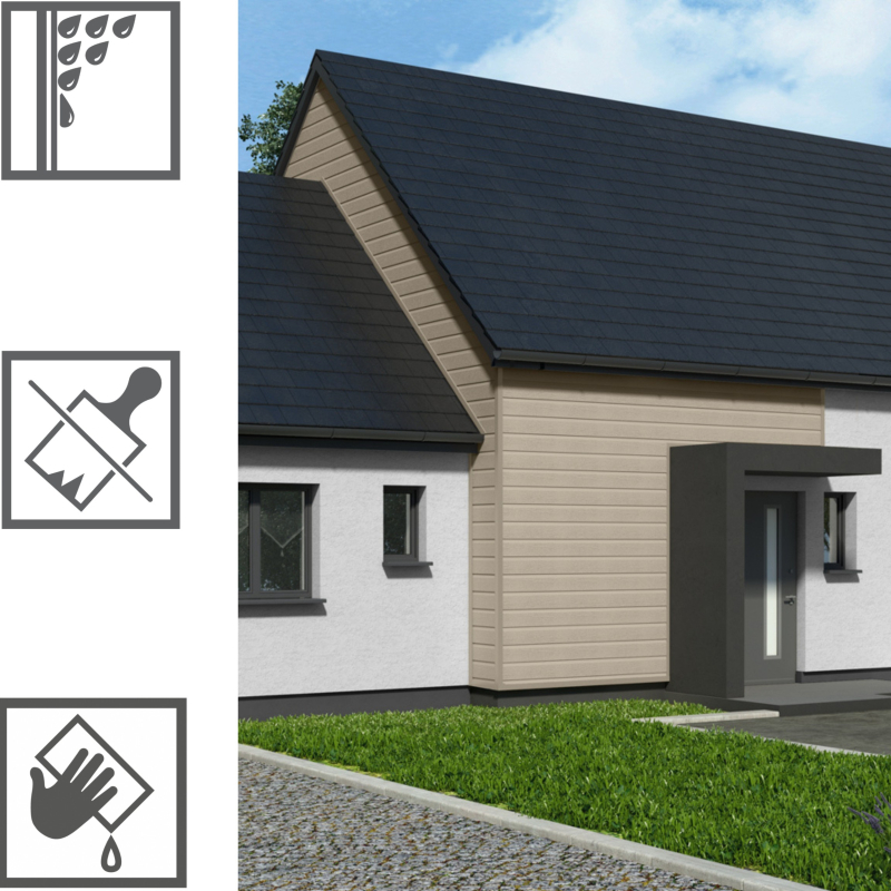 Vilo Sample: Kerrafront façade cladding – KF FS-201 façade slats – External façade slats – Siding panels