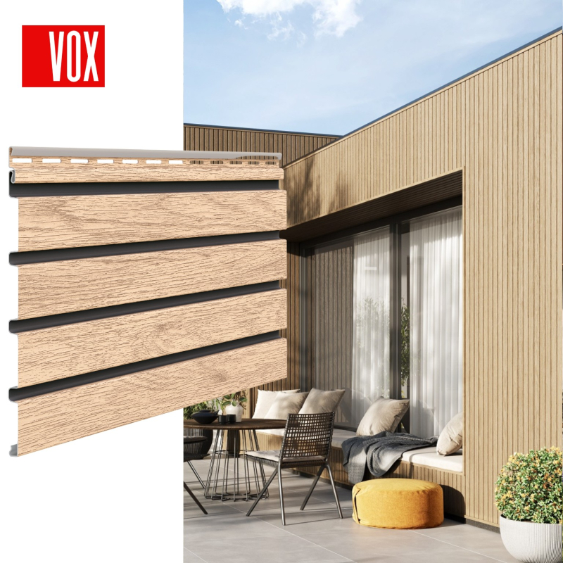 Vilo Sample: VOX FACADE SLATS, SXP-05 FRONTO MAX-3 FACADE PANELS – External Facade Slats and Siding Panels