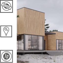 Vilo Sample: Kerrafront façade cladding, façade slats, external façade slats, cladding panels