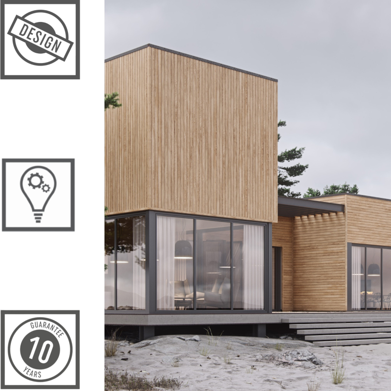 Vilo Sample: Kerrafront façade cladding, façade slats, external façade slats, cladding panels