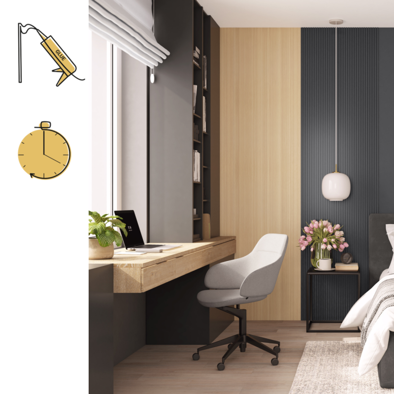 Vilo XL DEEP GREY Decorative Wall Panel 60 x 265 cm Wall Panels for Kitchens, Bathrooms and Living Rooms