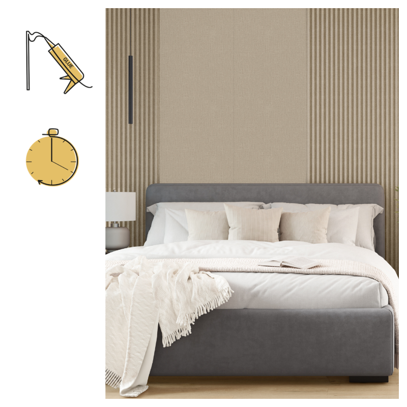 Vilo M LINEN FABRIC Wall Panels 16 x 265 cm – Wall Panels for the Kitchen, Bathroom and Living Room