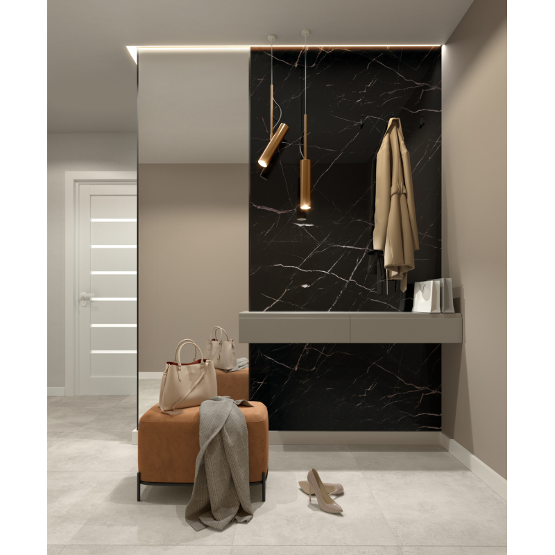 Широкоформатни SPC плочи Calacatta Black - гланц 120х265 cm