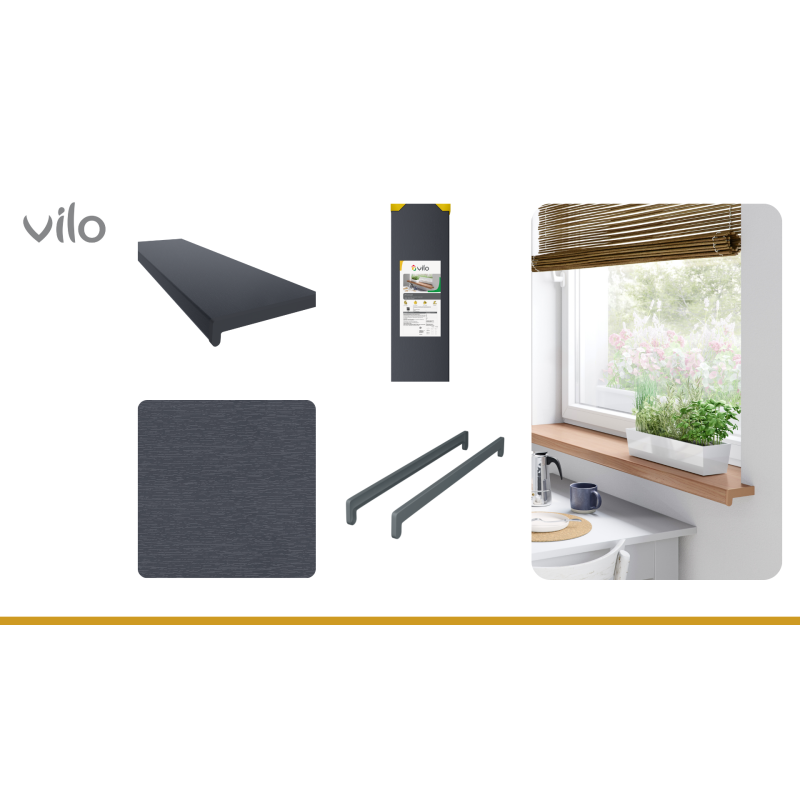Glaf interior PVC, Antracit, 200 x 30 cm | VILO