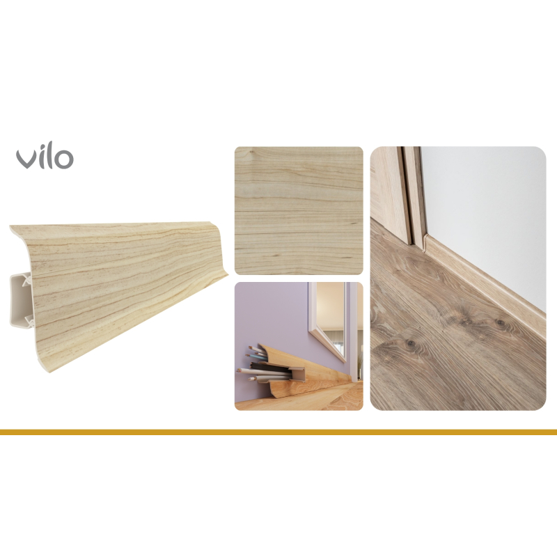 Vilo|Plinta parchet PVC Smart Flex 504, Artar, canal cablu, 250 x 5.5 x 2.2 cm