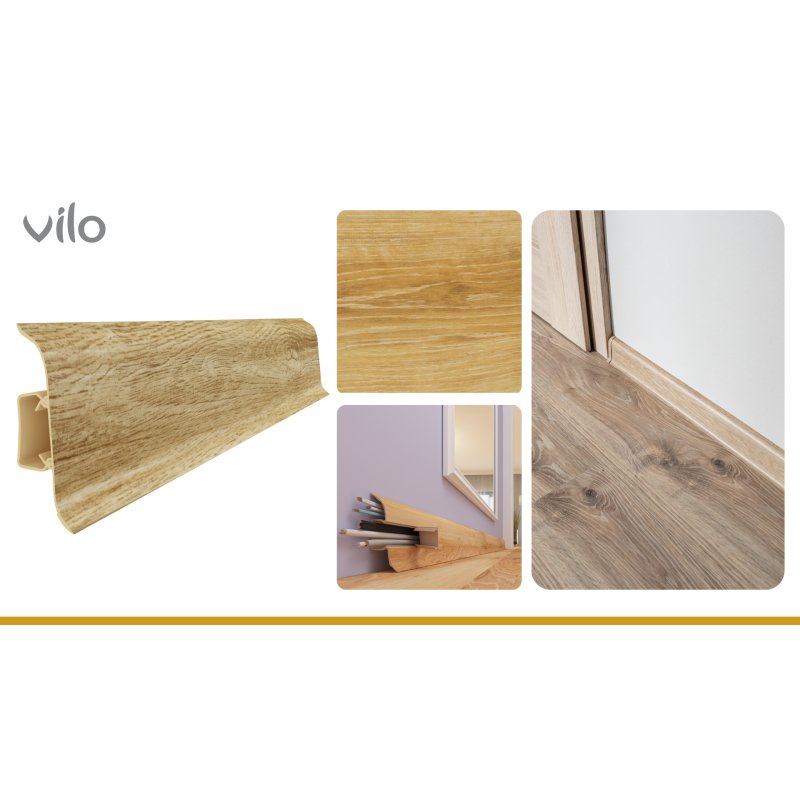Plinta parchet PVC Smart Flex 585, canal cablu, 250 x 5.5 x 2.2 cm | VILO