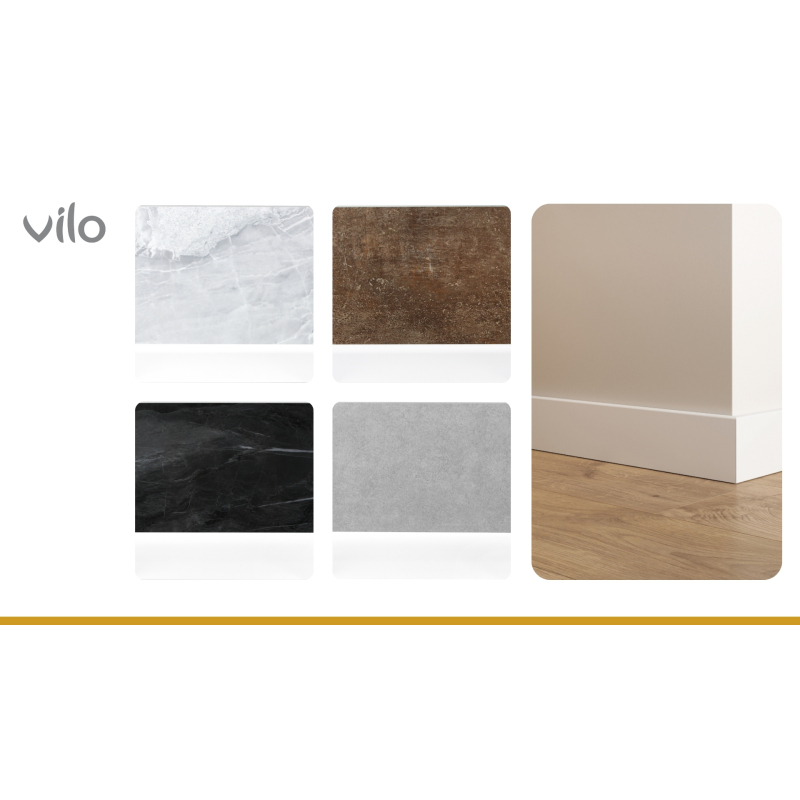 Vilo|Plinta parchet Sempla 65 , Alba 705,  PVC rigid, 240 x 6.5 x 1.4 cm
