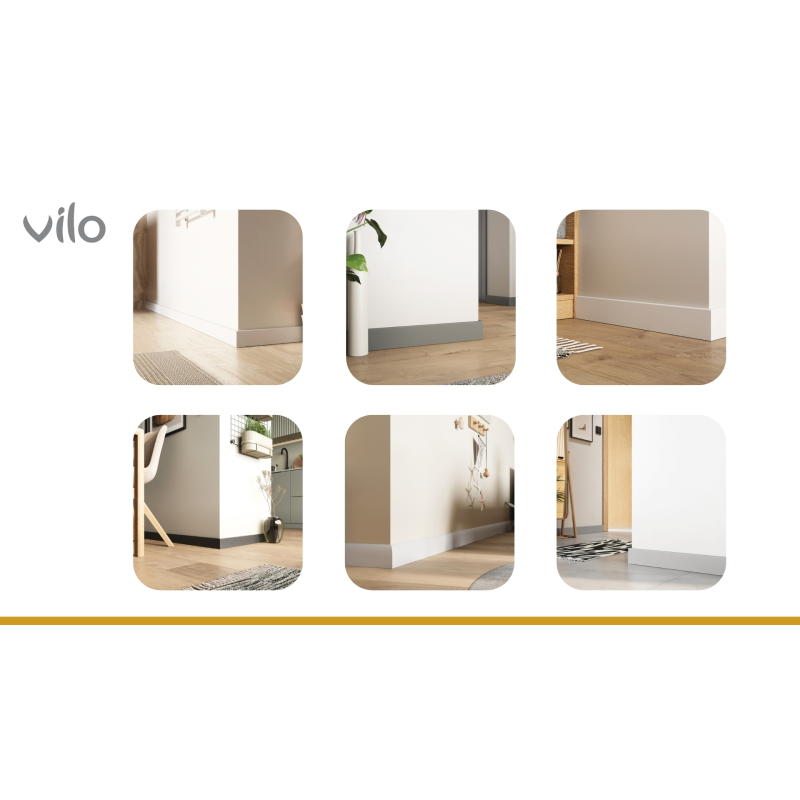 Vilo|Plinta parchet Sempla 65 , Alba 705,  PVC rigid, 240 x 6.5 x 1.4 cm