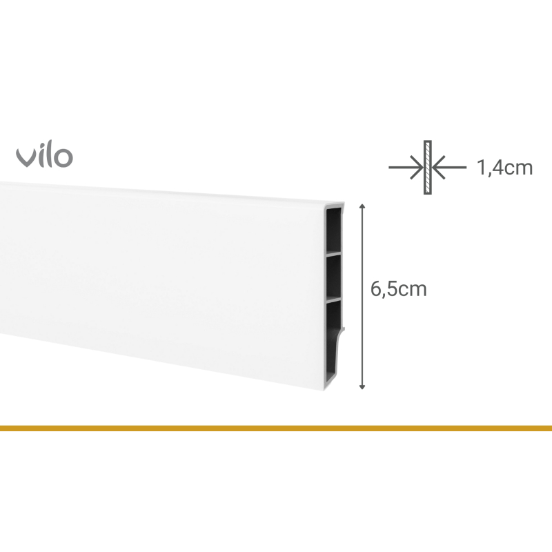 Vilo|Plinta parchet Sempla 65 , Alba 705,  PVC rigid, 240 x 6.5 x 1.4 cm