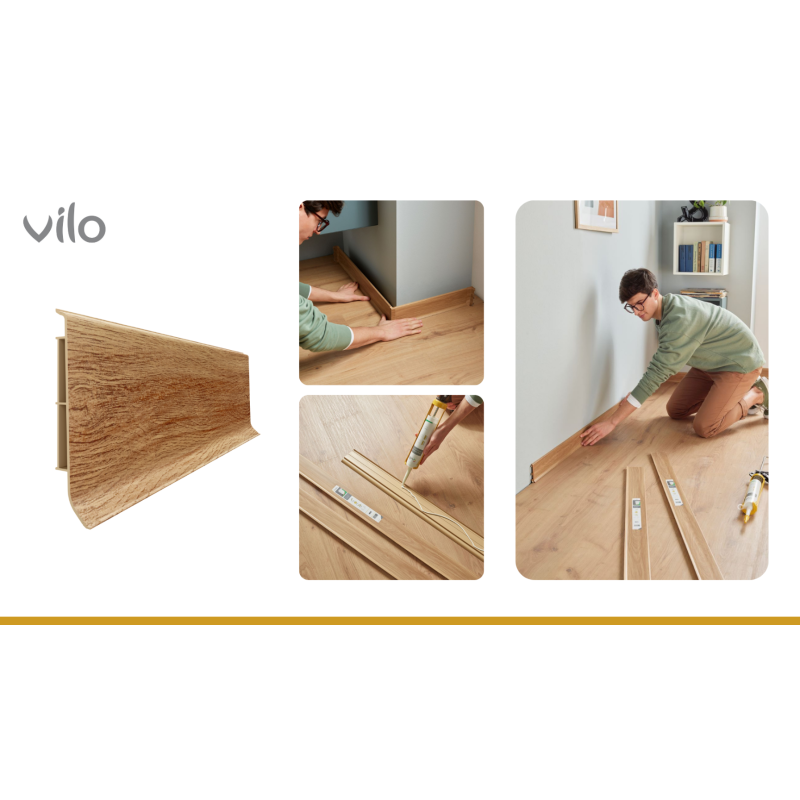 Vilo|Plinta parchet PVC Linela 407 Stejar NEWCASTLE, 200 x 8 x 1.6 cm
