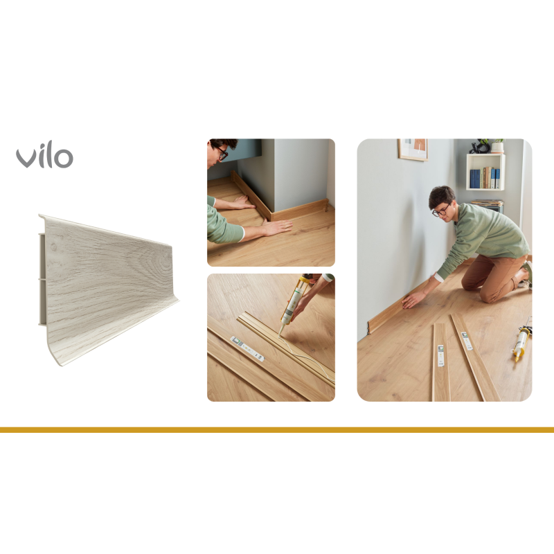 Vilo|Plinta parchet PVC Linela 408 Stejar BRISBANE, 200 x 8 x 1.6 cm
