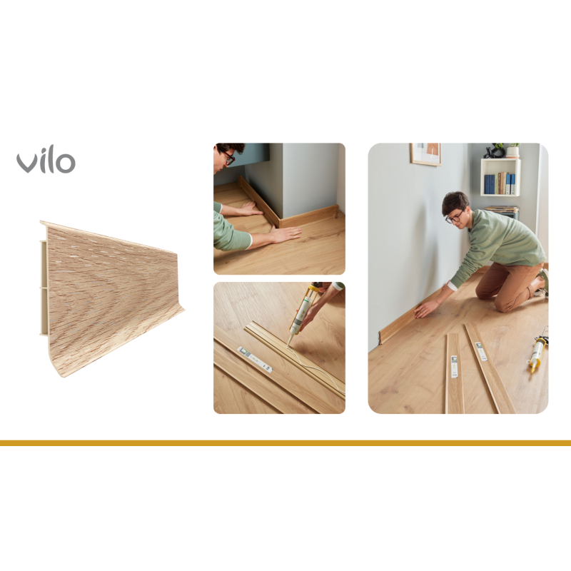 Vilo|Plinta parchet PVC Linela 410 Stejar ADELAIDE, 200 x 8 x 1.6 cm
