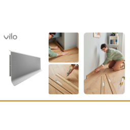 Vilo|Plinta parchet PVC Linela 411 Argintie, 200 x 8 x 1.6 cm
