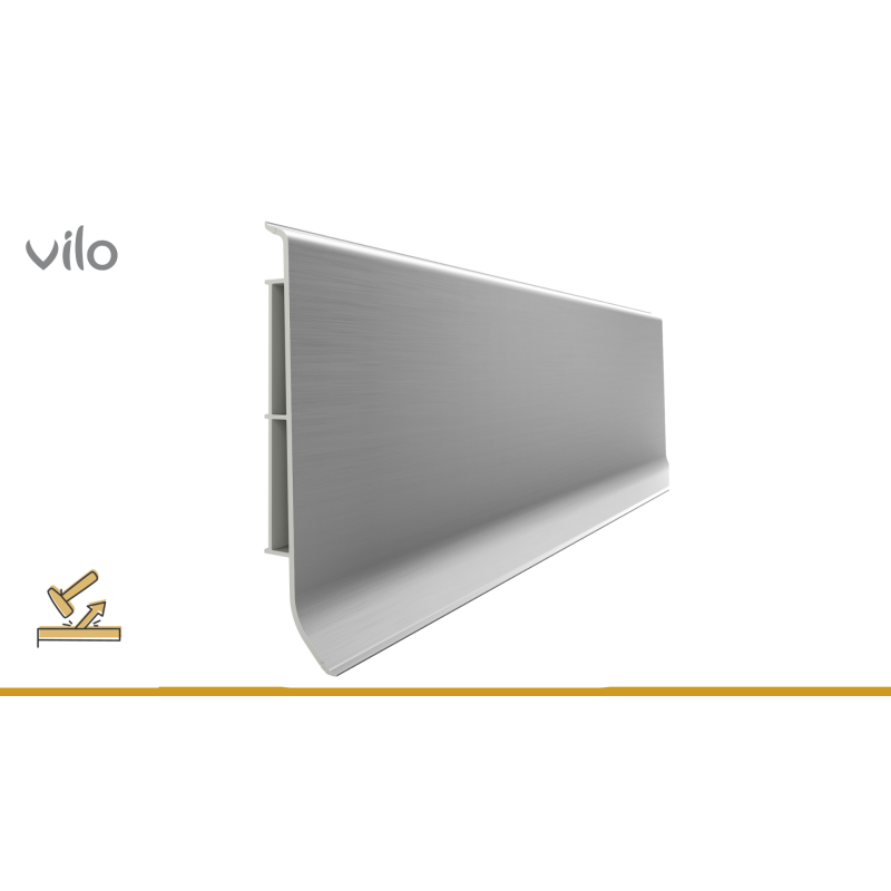 Vilo|Plinta parchet PVC Linela 411 Argintie, 200 x 8 x 1.6 cm