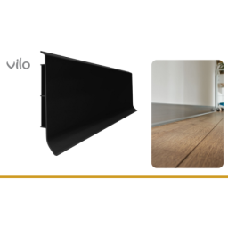 Vilo|Plinta parchet PVC Linela 412 Neagra, 200 x 8 x 1.6 cm