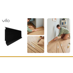 Vilo|Plinta parchet PVC Linela 412 Neagra, 200 x 8 x 1.6 cm