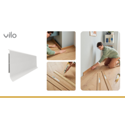 Vilo|Plinta parchet PVC Linela 413 Gri deschis, 200 x 8 x 1.6 cm