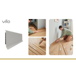 Vilo|Plinta parchet PVC Linela 414 Gri, 200 x 8 x 1.6 cm