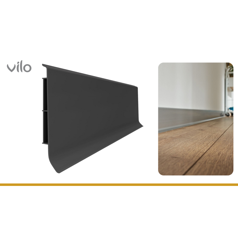 Vilo|Plinta parchet PVC Linela 415 Antracit, 200 x 8 x 1.6 cm