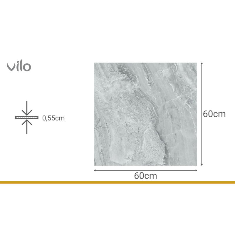 Vilo| Parchet SPC aspect marmura gri 60x60 cm – Elegant si rezistent