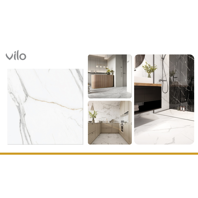 Vilo| Parchet SPC aspect marmura alba 60x60 cm – Elegant si rezistent