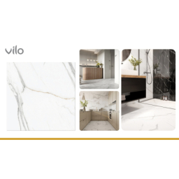 Vilo| Parchet SPC aspect marmura alba 60x60 cm – Elegant si rezistent