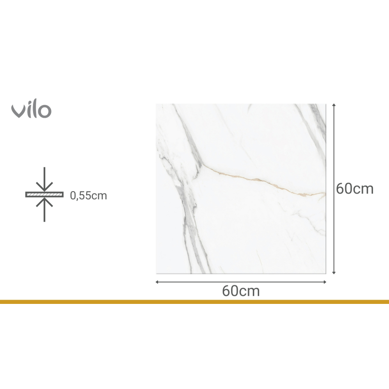 Vilo| Parchet SPC aspect marmura alba 60x60 cm – Elegant si rezistent