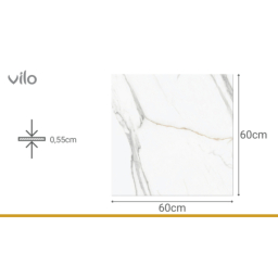 Vilo| Parchet SPC aspect marmura alba 60x60 cm – Elegant si rezistent