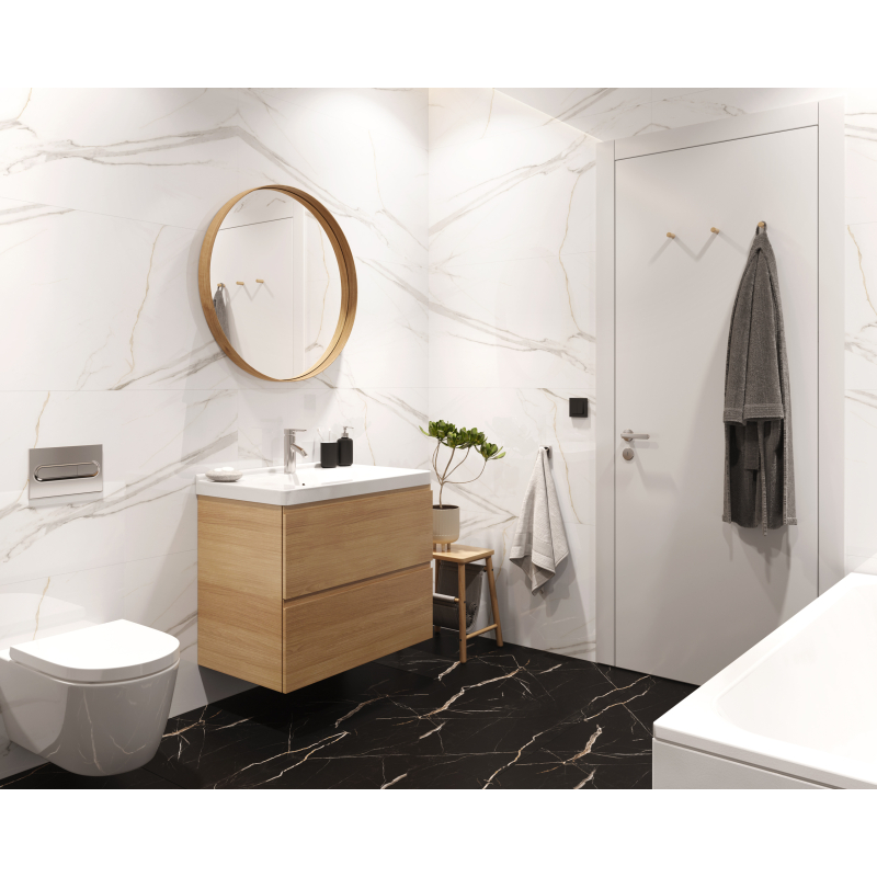 Parchet SPC 60x60 cm Calacatta Black, Aspect de Marmura Neagra
