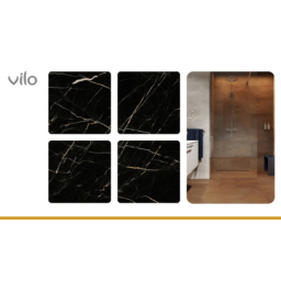 Vilo|Parchet SPC aspect marmura neagra 60x60 cm – Elegant si rezistent