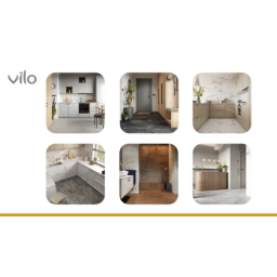 Vilo|Parchet SPC aspect marmura neagra 60x60 cm – Elegant si rezistent