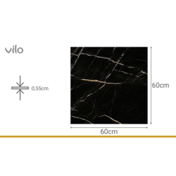 Vilo|Parchet SPC aspect marmura neagra 60x60 cm – Elegant si rezistent