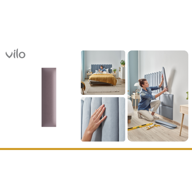 Vilo | Panou tapitat 15X60 cm, Roz Pudra
