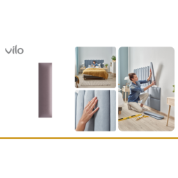 Vilo | Panou tapitat 15X60 cm, Roz Pudra
