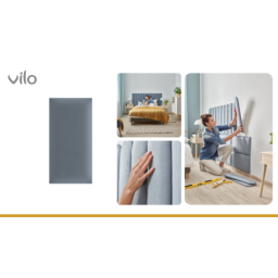 Vilo | Panou tapitat 15X60 cm, Albastru Marin