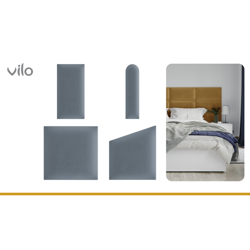 Vilo | Panou tapitat 15X60 cm, Albastru Marin