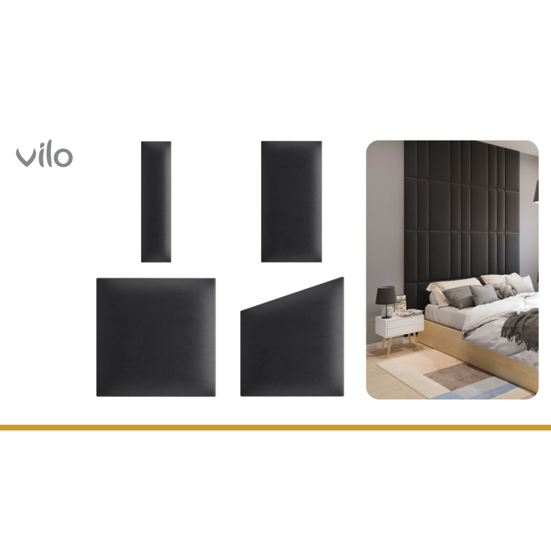 Vilo | Panou tapitat 15X60 cm, Grafit