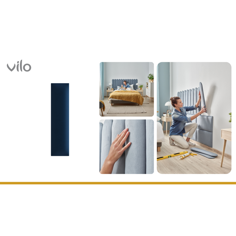 Vilo | Panou tapitat 15X60 cm, Bleumarin