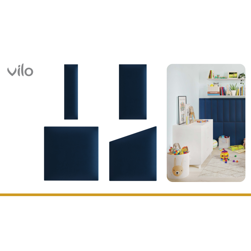 Vilo | Panou tapitat 15X60 cm, Bleumarin