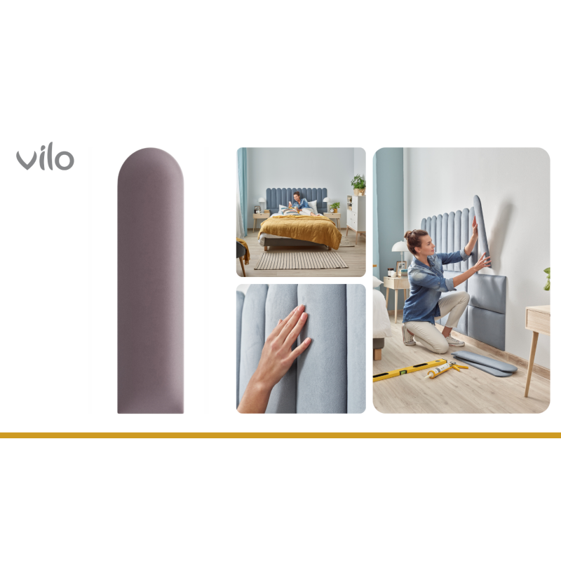 Vilo | Panou tapitat 15X60 cm, OVAL, Roz Pudra