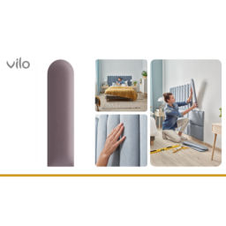 Vilo | Panou tapitat 15X60 cm, OVAL, Roz Pudra